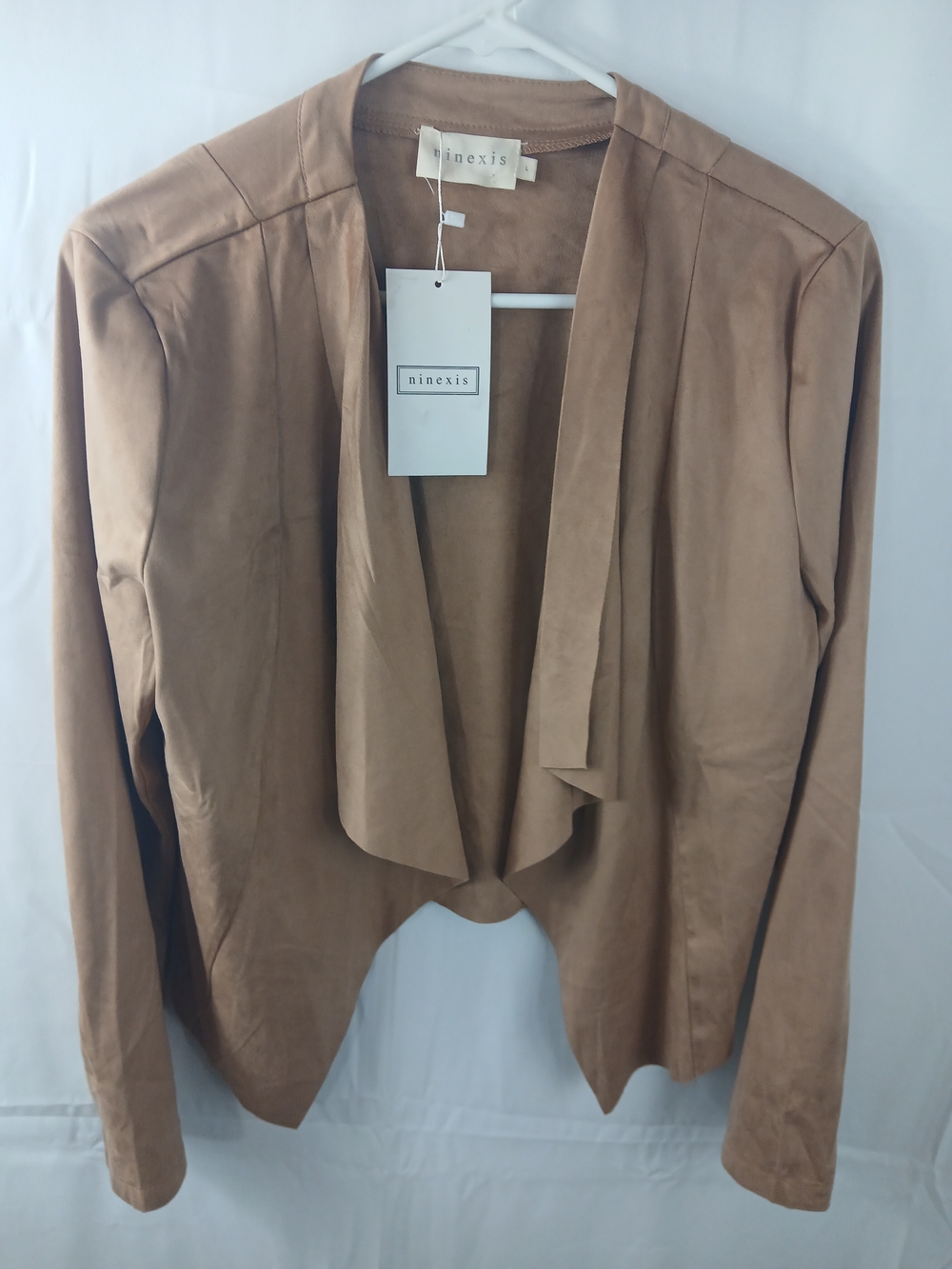 Ninexis Women's Tan Draped Open-Front Blazer